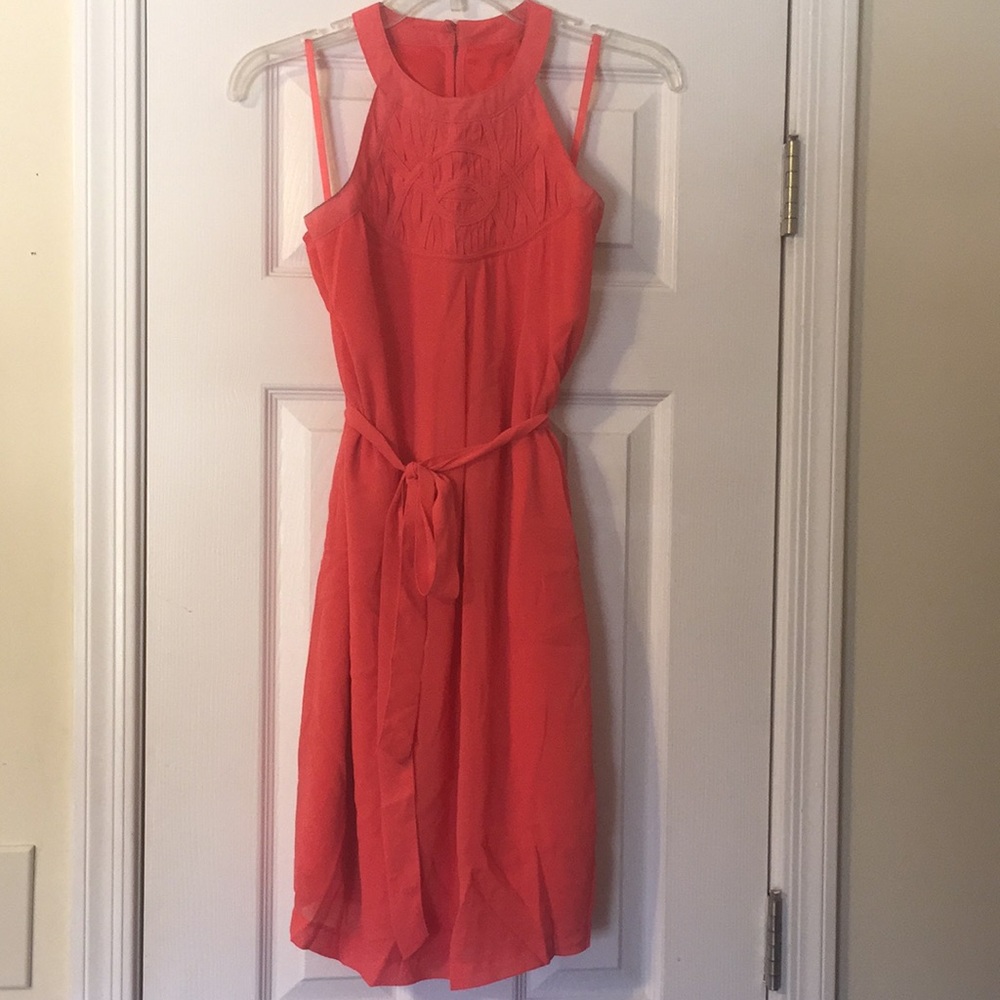 fun pink/corral high neck dress